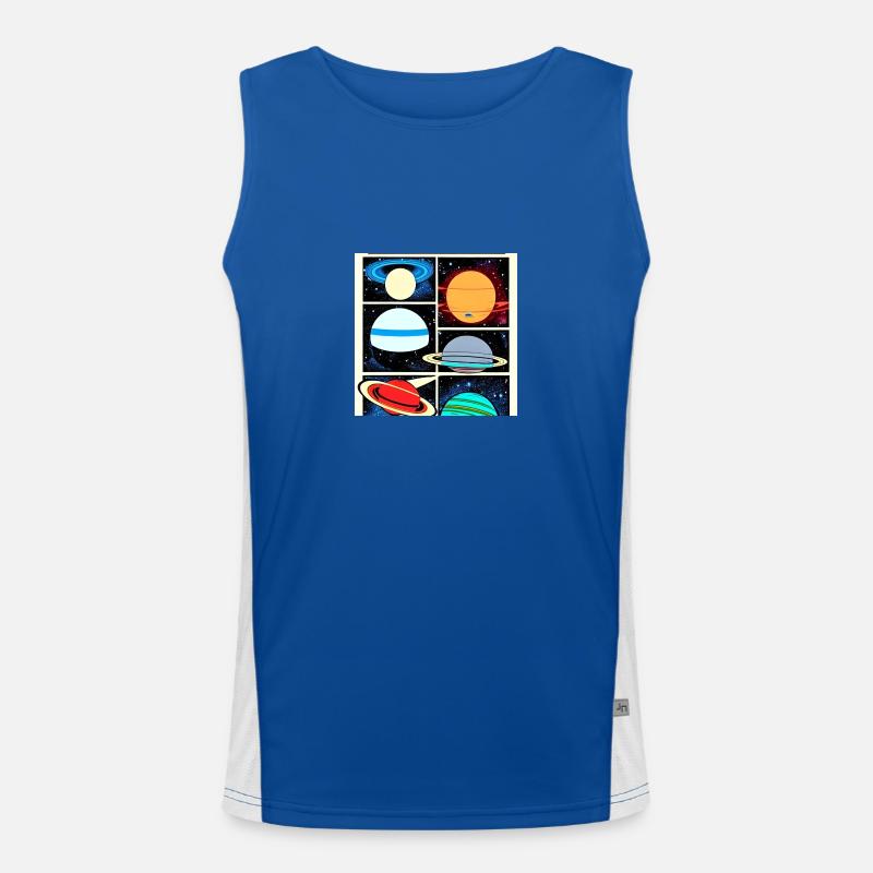 Planets on space comics style Men's Functional Contrast Tank Top 
