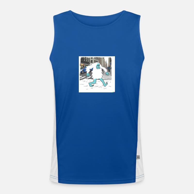 Grumpy Yeti Walking In New York Funktionelles Kontrast-Tank Top für Männer 