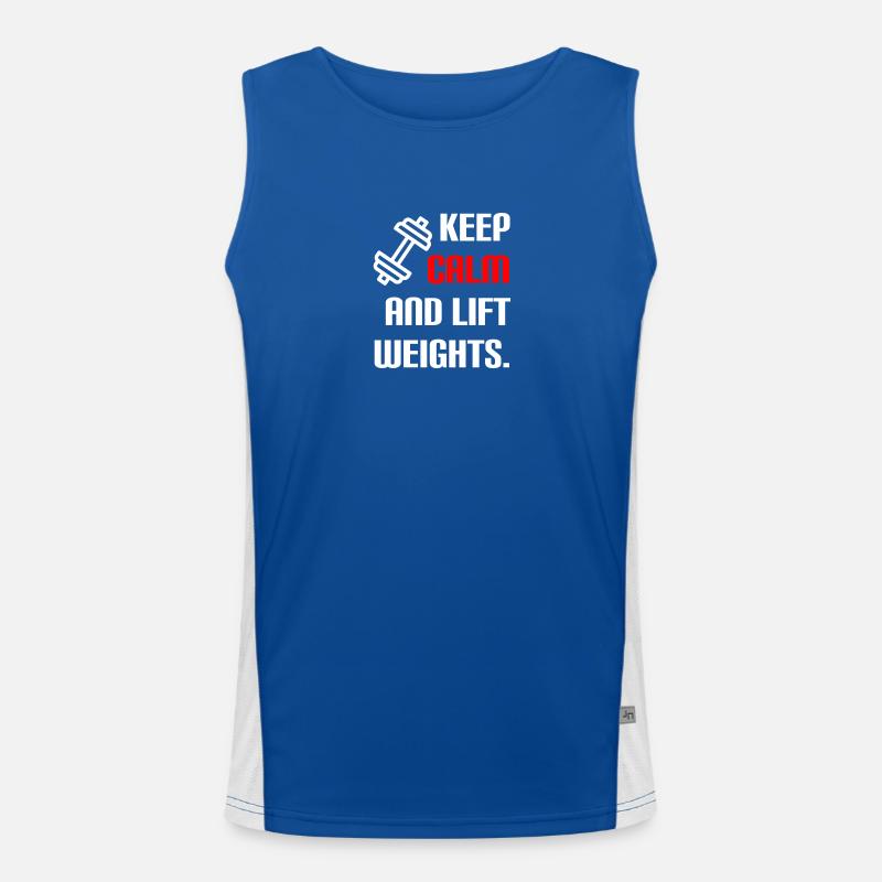 Ruhe bewahren & Gewichte heben Funktionelles Kontrast-Tank Top für Männer 