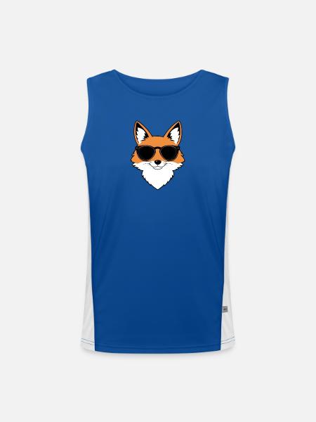 Fuchs mit Sonnenbrille - Funktionelles Kontrast-Tank Top für Männer  - Royal/Weiß