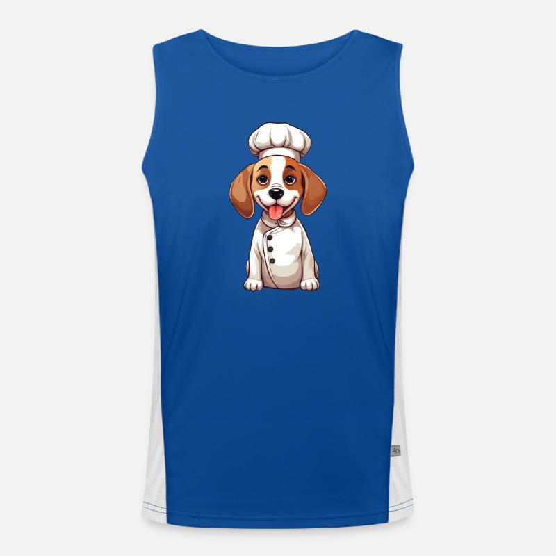 Cute Beagle Chef Comic Design - Men's Functional Contrast Tank Top  - royal/white