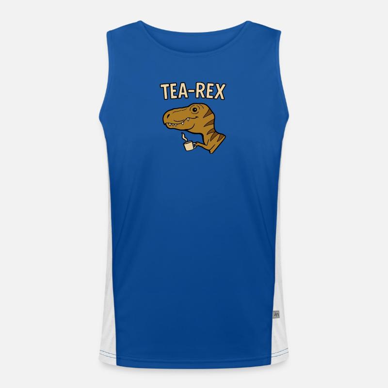 Tea Rex Dinosaur with Cup - Men's Functional Contrast Tank Top  - royal/white