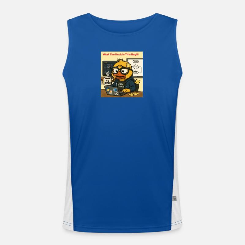 Funny Coding Duck Illustration Men's Functional Contrast Tank Top 