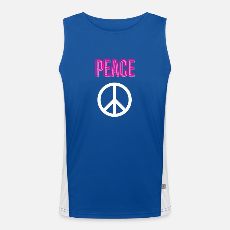 Peace - Splice - Front only - Men's Functional Contrast Tank Top  - royal/white