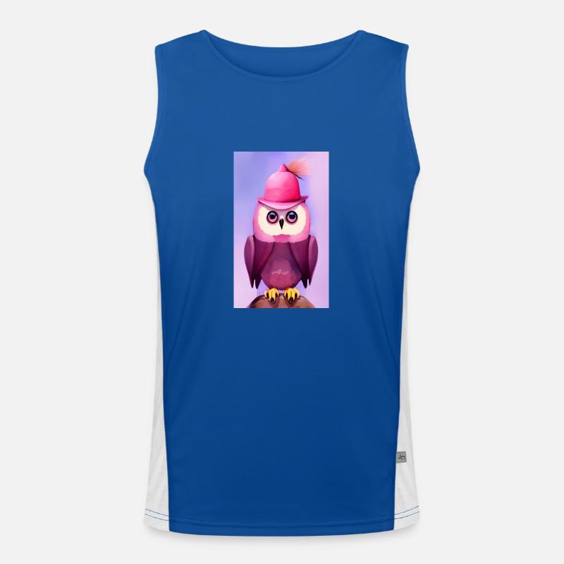 Eule mit Hut Funktionelles Kontrast-Tank Top für Männer 