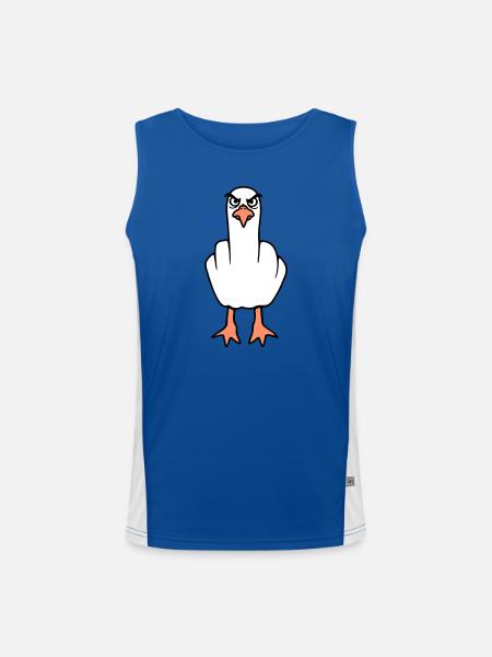 Möwe Mittelfinger Beleidigung Stinkefinger frech - Funktionelles Kontrast-Tank Top für Männer  - Royal/Weiß - Vorne