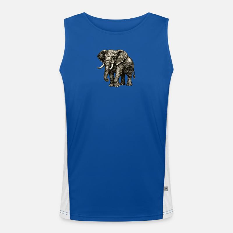 Vintage Elefant Illustration – Kraft & Natur Funktionelles Kontrast-Tank Top für Männer 