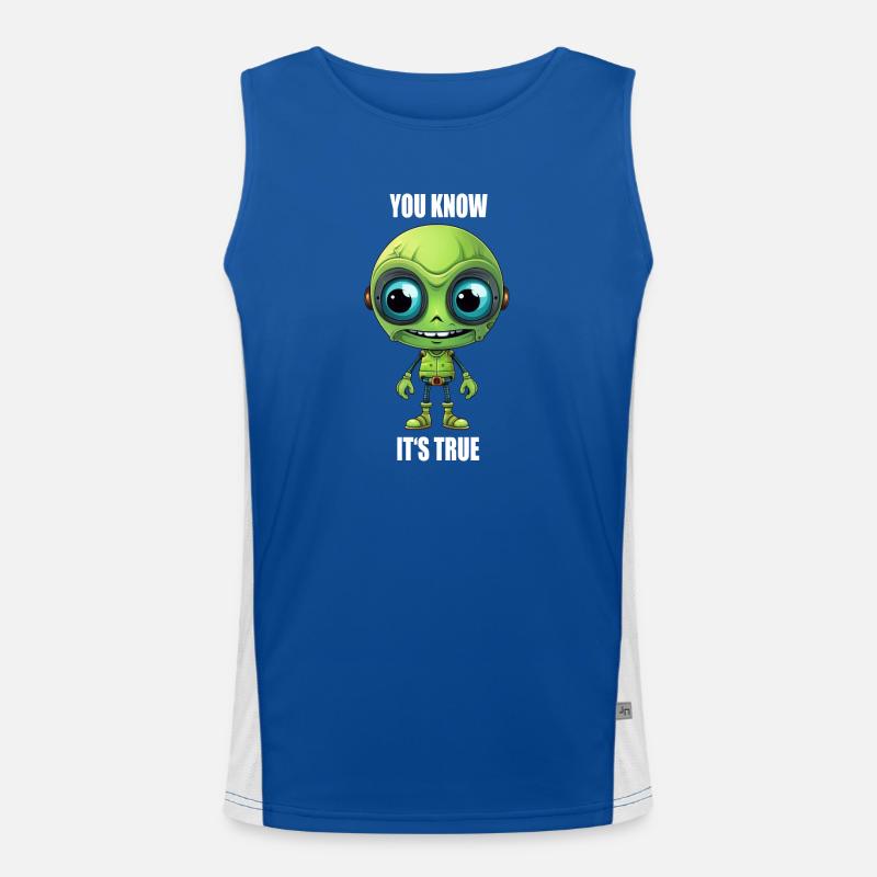 Green Alien Cyborg Head with Teeth - "You Know It Men's Functional Contrast Tank Top 