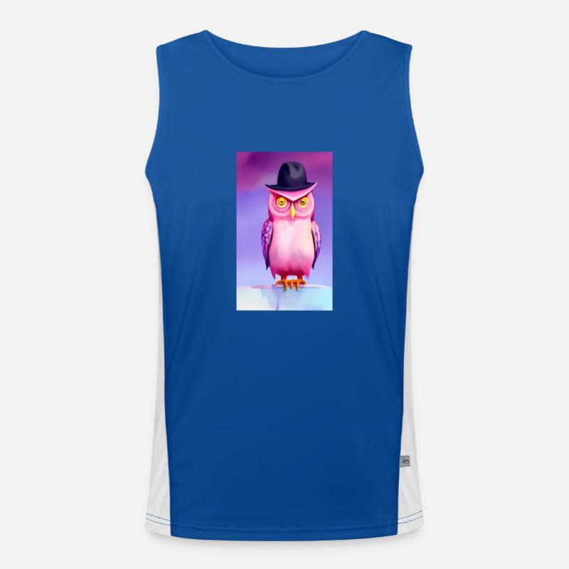 Eule mit Hut Funktionelles Kontrast-Tank Top für Männer 