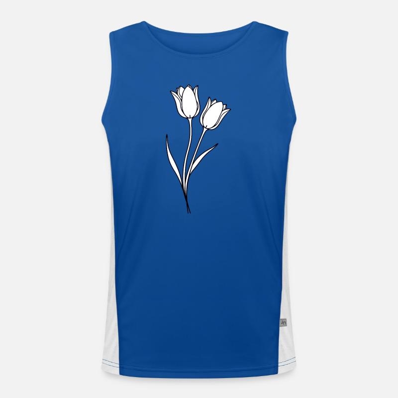 Tulpen Frühling Blumen Line Art Funktionelles Kontrast-Tank Top für Männer 