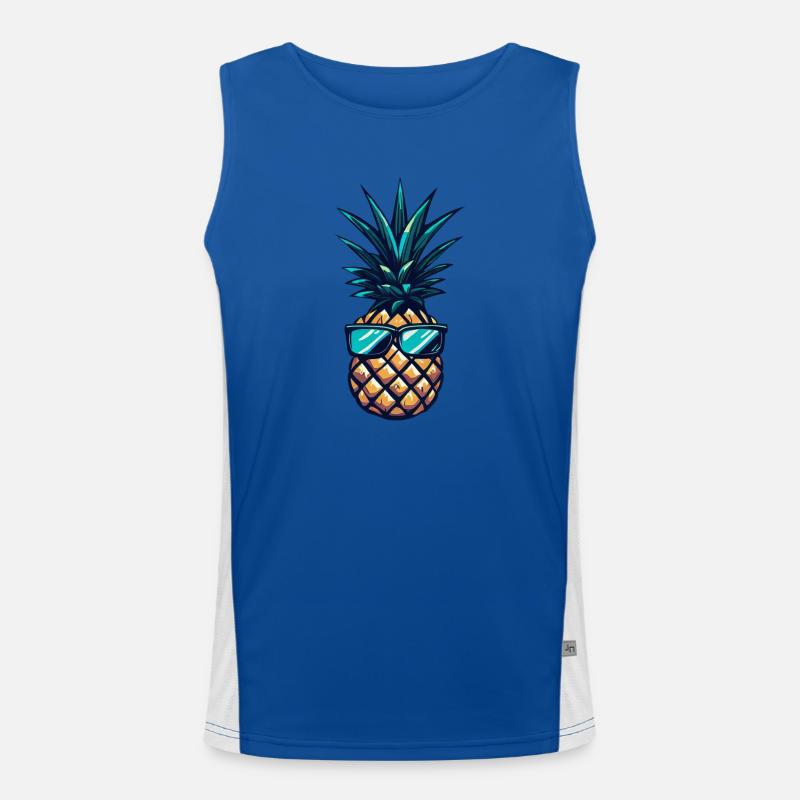 Coole Ananas mit Sonnenbrille Funktionelles Kontrast-Tank Top für Männer 