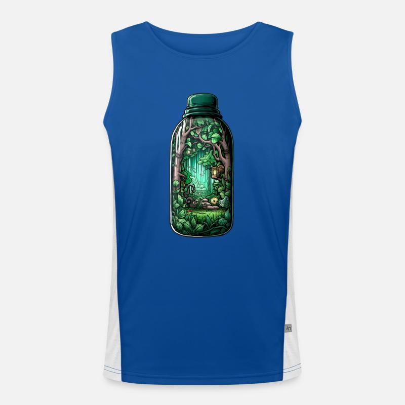 Jungle Bottle Drawing - Men's Functional Contrast Tank Top  - royal/white