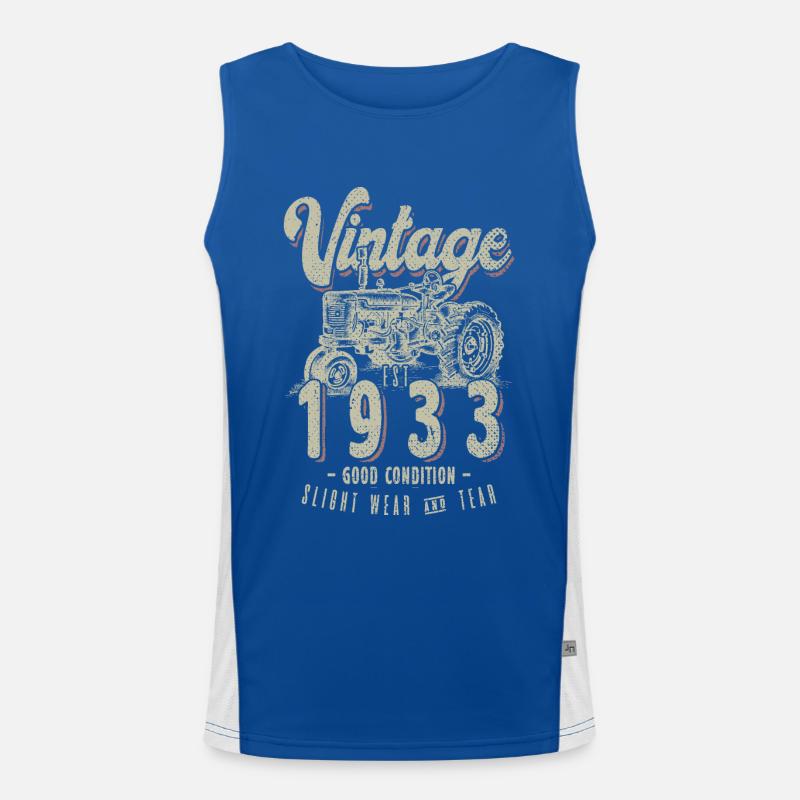 Oldtimer Traktor Farmer Geburtstag Geboren 1933 Funktionelles Kontrast-Tank Top für Männer 