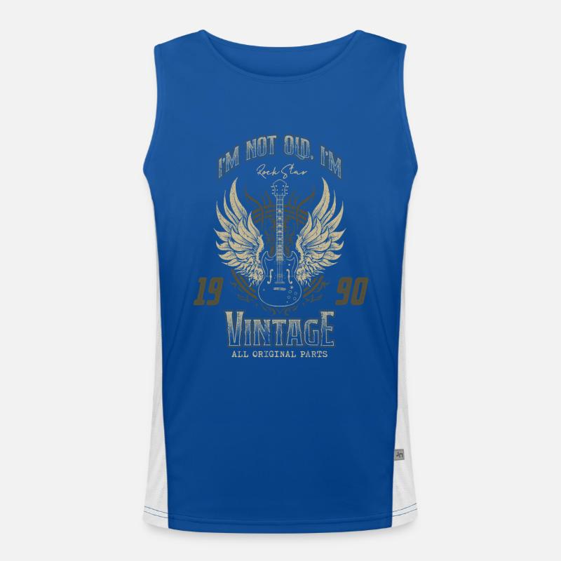 Ich bin nicht alt, ich bin Vintage Retro 1990 Gitarrist Funktionelles Kontrast-Tank Top für Männer 