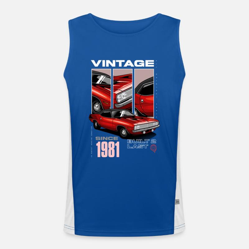 Ich bin nicht alt, ich bin ein Oldtimer, Oldtimer Jahrgang 1981 Funktionelles Kontrast-Tank Top für Männer 