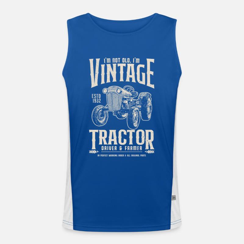Oldtimer Traktor Bauer Geburtstag Jahrgang 1932 Funktionelles Kontrast-Tank Top für Männer 