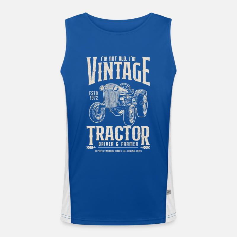 Oldtimer Traktor Bauer Geburtstag Jahrgang 1972 Funktionelles Kontrast-Tank Top für Männer 