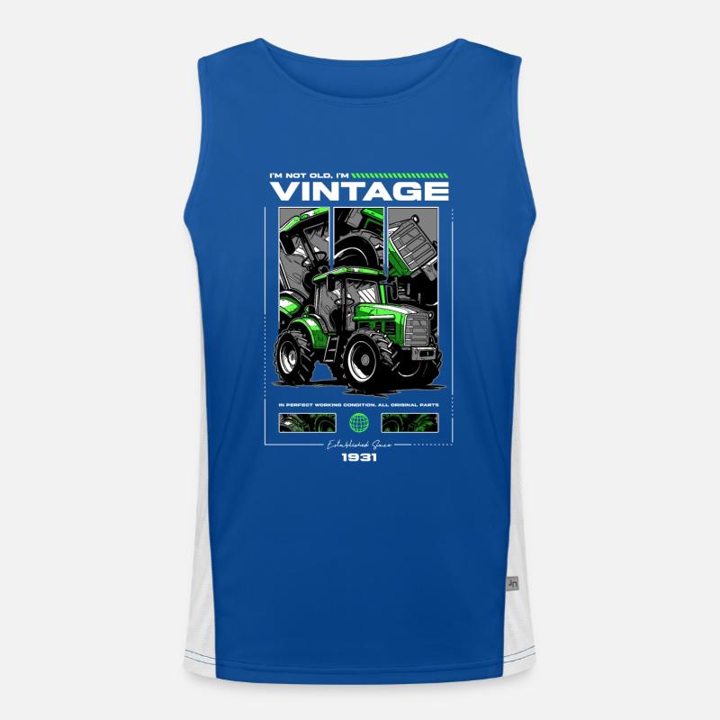 Oldtimer Traktor Bauer Geburtstag Geboren 1931 Funktionelles Kontrast-Tank Top für Männer 