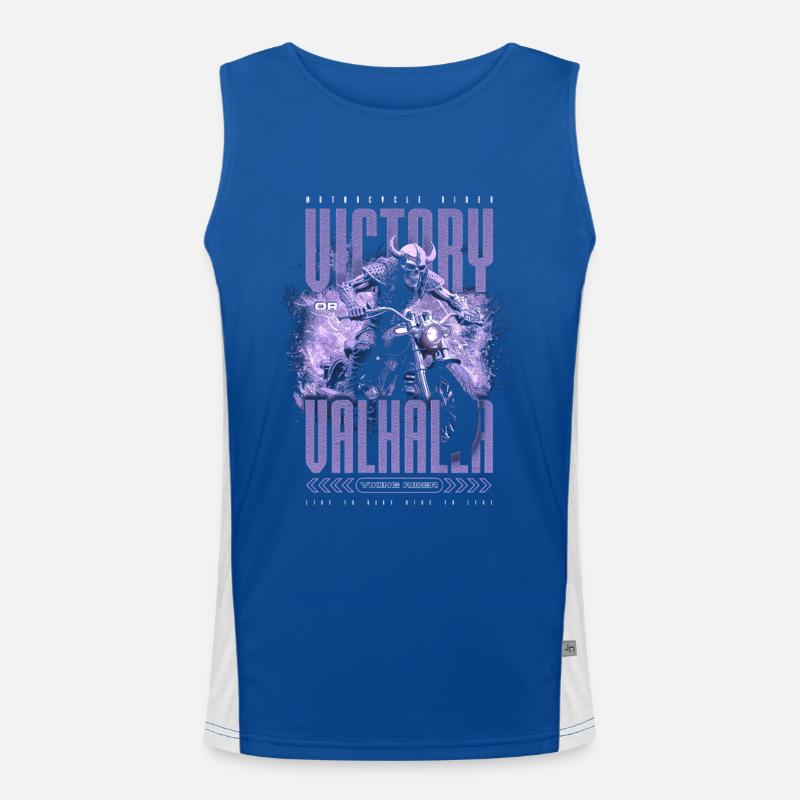 Motorrad Nordische Wikinger Sieg Oder Walhalla Funktionelles Kontrast-Tank Top für Männer 