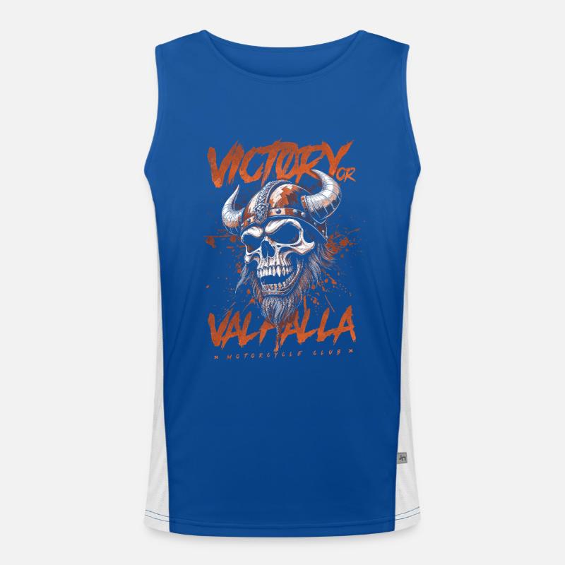 Motorrad Nordische Wikinger Sieg Oder Walhalla Funktionelles Kontrast-Tank Top für Männer 