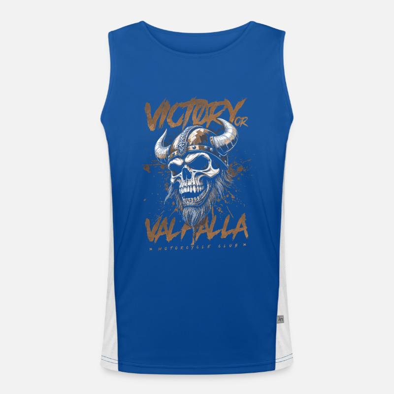 Motorrad Nordische Wikinger Sieg Oder Walhalla Funktionelles Kontrast-Tank Top für Männer 