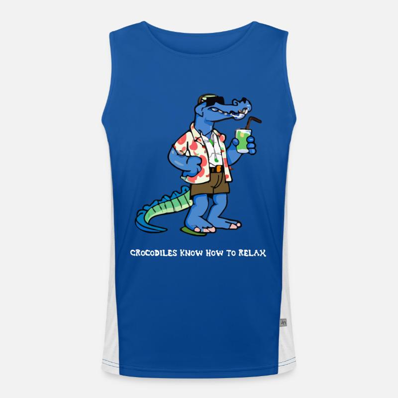Dolo das Krokodil beim Cocktail Funktionelles Kontrast-Tank Top für Männer 