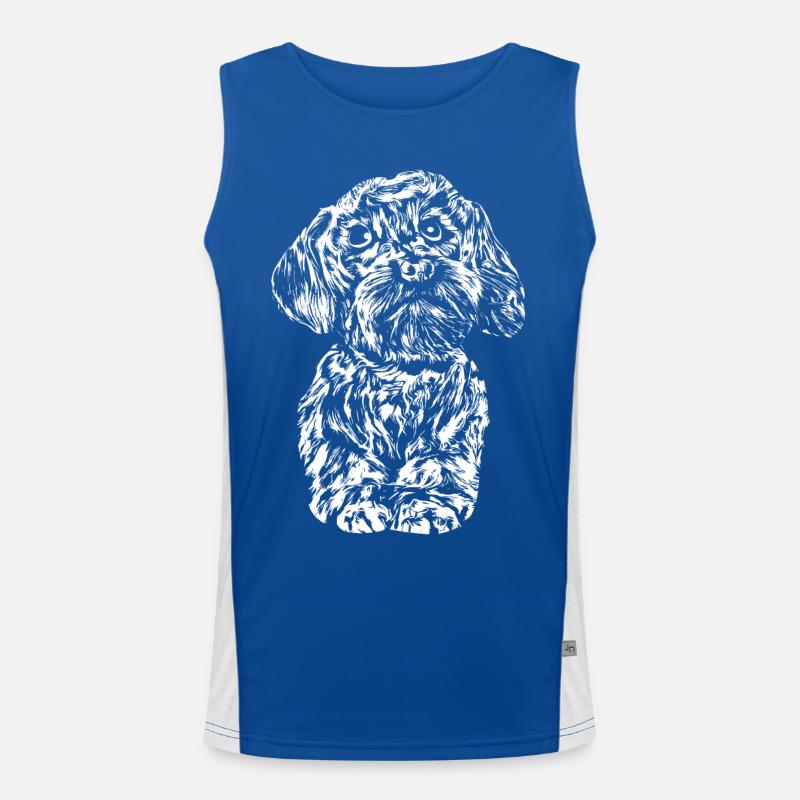 Fidèle chien bâtard avec de grands yeux. Débardeur respirant contrasté Homme 