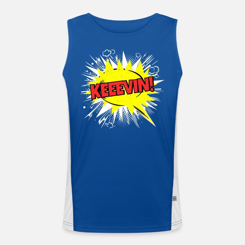 Kevin Name Funny Speech Bubble Keeevin! Men's Functional Contrast Tank Top 