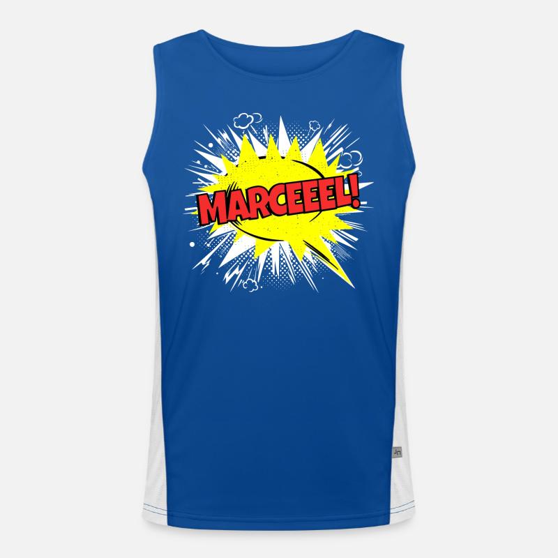 Marcel Navn Sjov tale Bubble Marceeel! - Funktionel kontrast tanktop til herrer - kongeblå/hvid