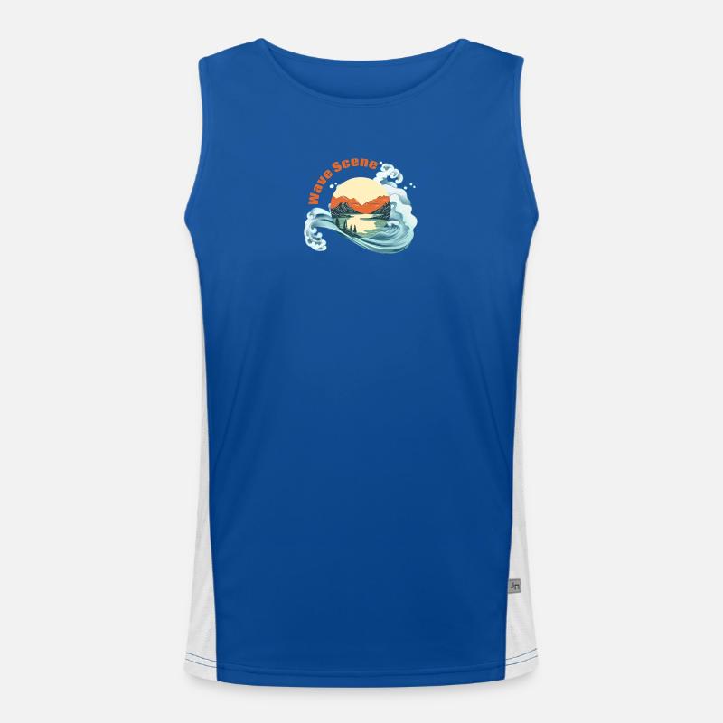 Nature wave scenery cute summer design Men's Functional Contrast Tank Top 