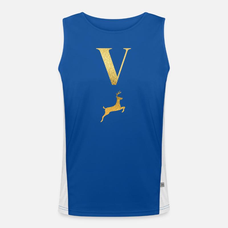 Buchstabe v goldener Hirsch - Geschenkidee Funktionelles Kontrast-Tank Top für Männer 