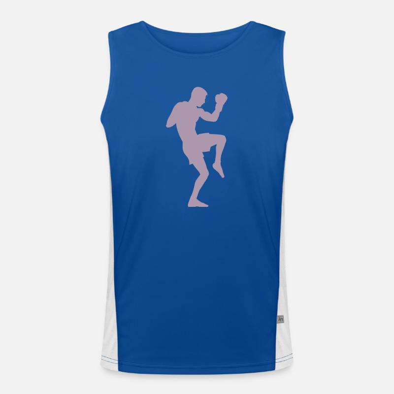 Boxer silhouette, powerful martial arts design Men's Functional Contrast Tank Top 