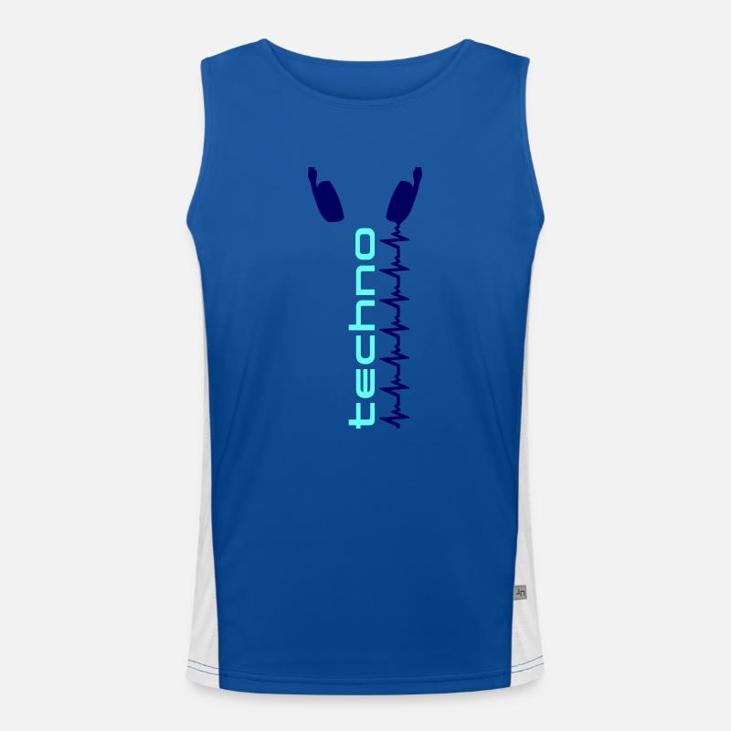 Techno Musik Kopfhörer Puls Herzschlag Frequenz Funktionelles Kontrast-Tank Top für Männer 