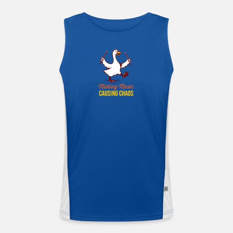 Funny Drummer Goose: Musical Chaos Men's Functional Contrast Tank Top 