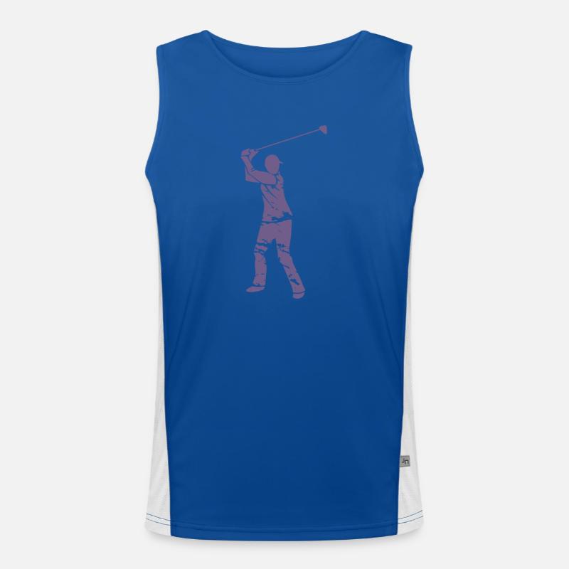 Silhouette de golfeur de golf - Design Grunge blanc Débardeur respirant contrasté Homme 
