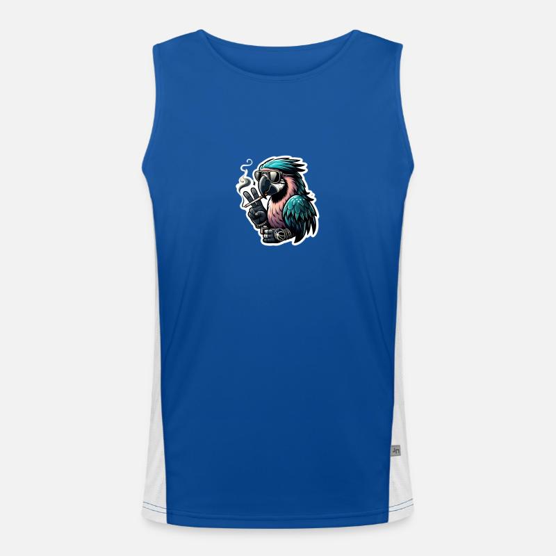 Relaxed parrot in sunglasses - Men's Functional Contrast Tank Top - royal/white