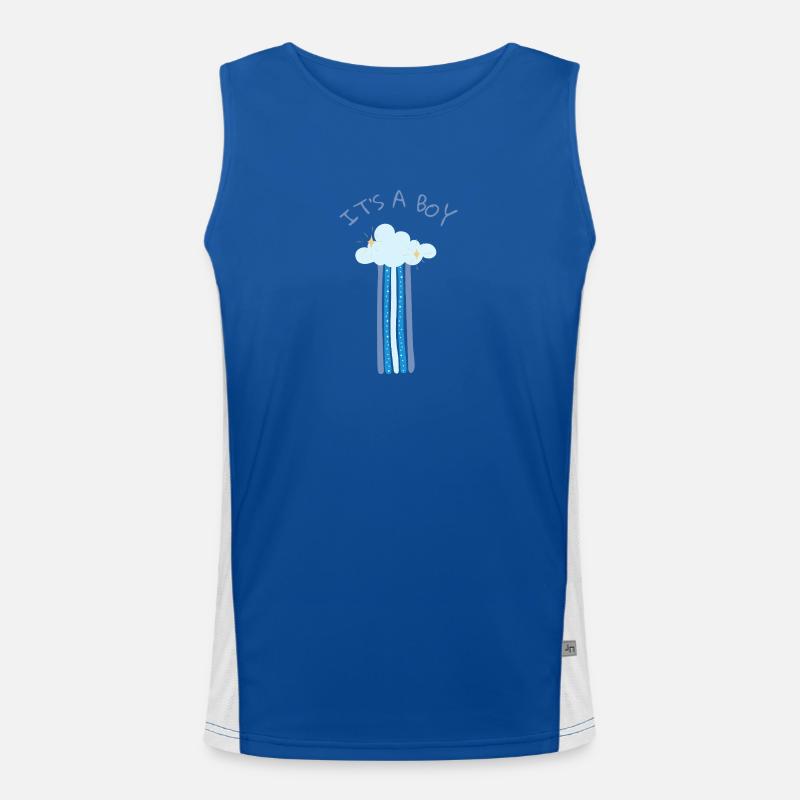 It s a Boy - Blauer Regenbogen mit Wolke Funktionelles Kontrast-Tank Top für Männer 