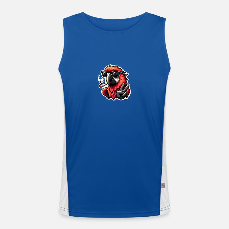 Cooler Papagei mit Sonnenbrille Funktionelles Kontrast-Tank Top für Männer 