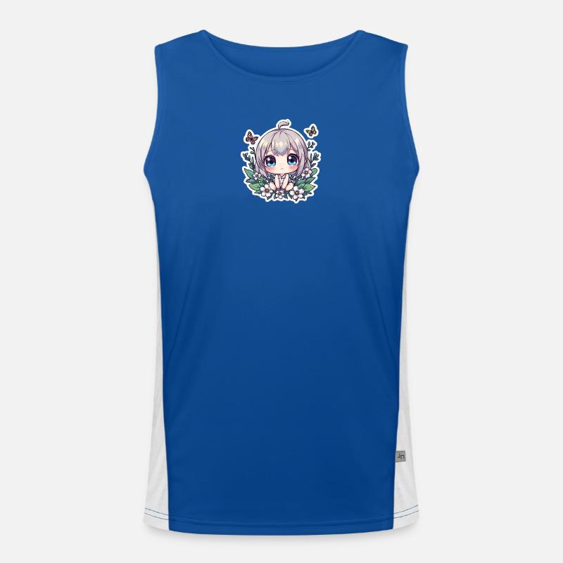 Chibi-Blumenzauber Funktionelles Kontrast-Tank Top für Männer 