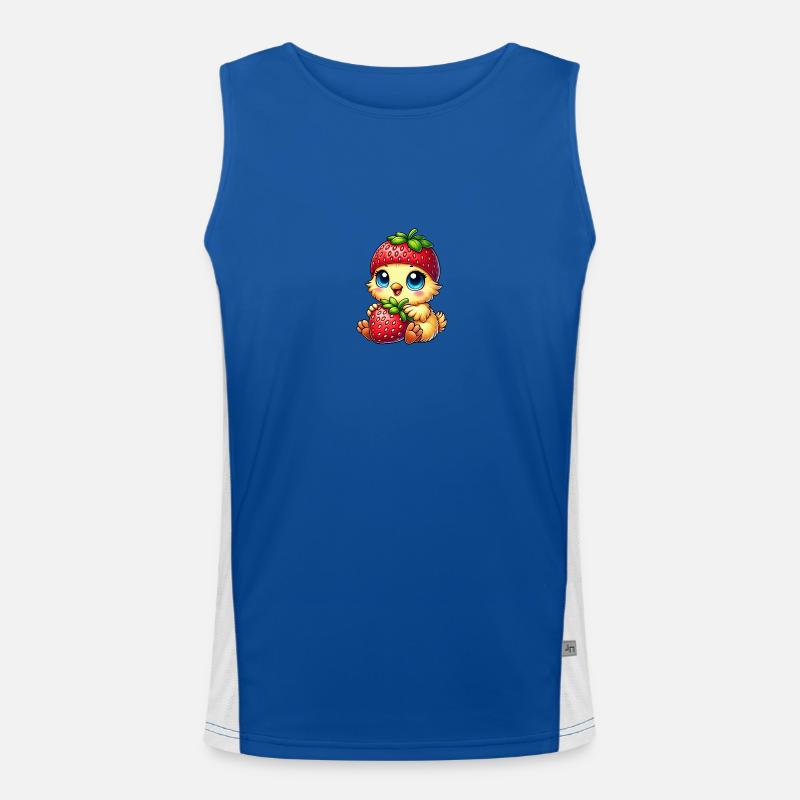 Süßes Küken Erdbeere Hut Cartoon Funktionelles Kontrast-Tank Top für Männer 