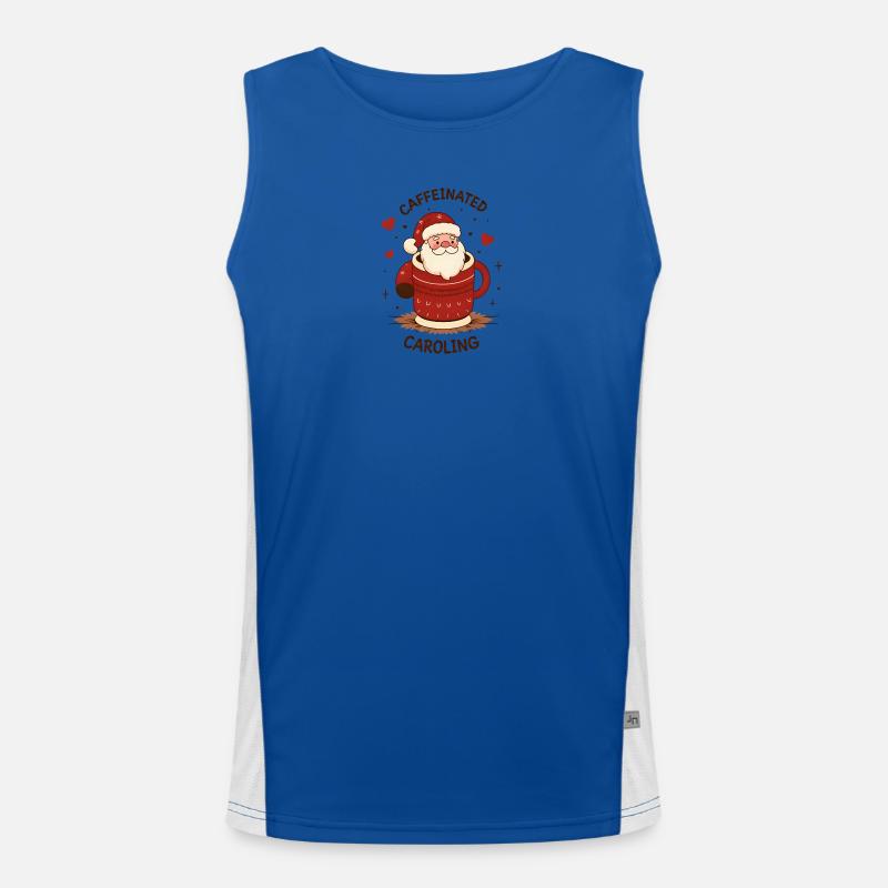 Süßer Kaffeetrinkender Weihnachtsmann Funktionelles Kontrast-Tank Top für Männer 