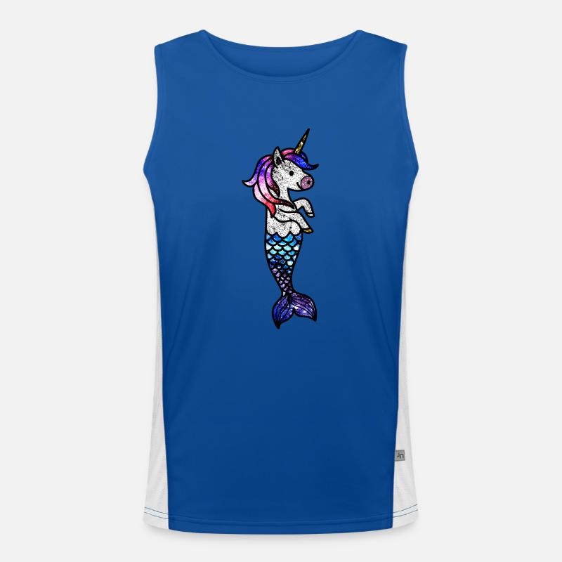 Kosmisches Meeres-Einhorn - Funktionelles Kontrast-Tank Top für Männer  - Royal/Weiß