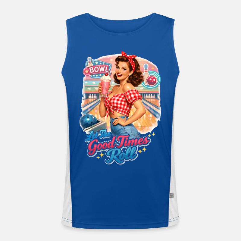 Pin-Up Lady: Let The Good Times Roll Bowling Funktionelles Kontrast-Tank Top für Männer 