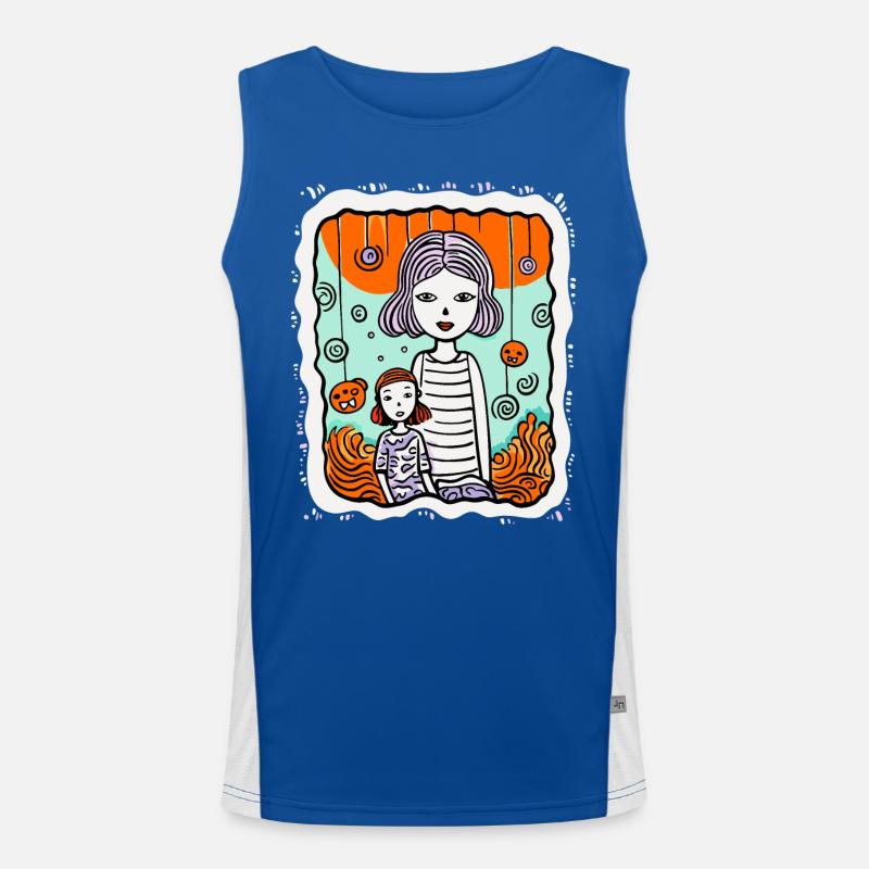 Ist dies Kunst von Mutter und Tochter? Funktionelles Kontrast-Tank Top für Männer 