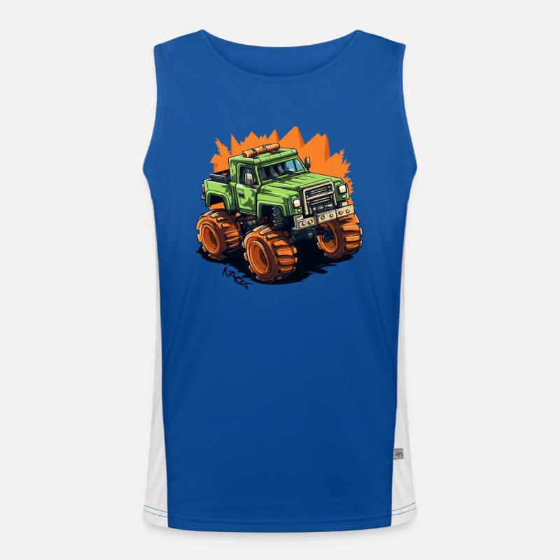 Cubic Gaming Pixel Monster Truck Men's Functional Contrast Tank Top 