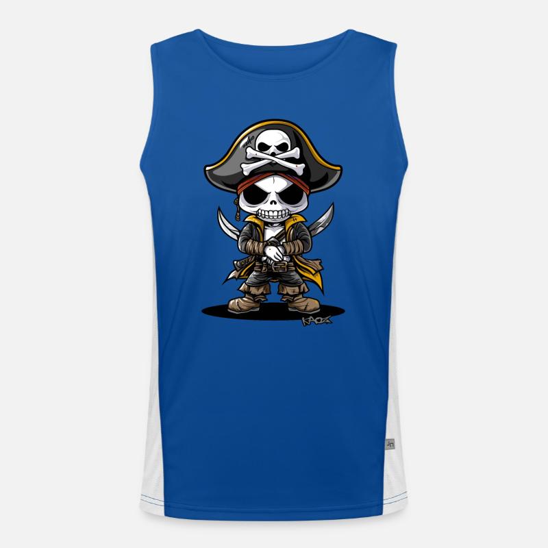 Funny Chibi Cartoon Skeleton Pirate - Men's Functional Contrast Tank Top - royal/white