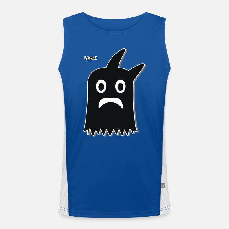 Black Funny Cartoon Ghost - Men's Functional Contrast Tank Top  - royal/white