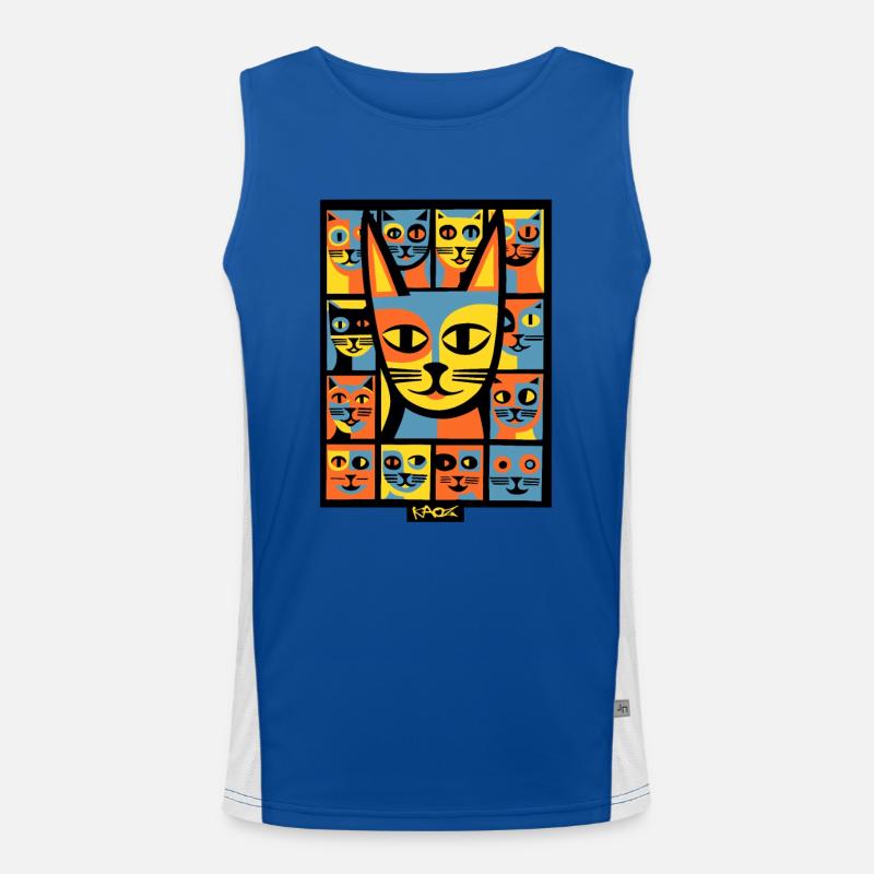 Bunte Pop-Art-Chaos-Kätzchen-Katzen Funktionelles Kontrast-Tank Top für Männer 