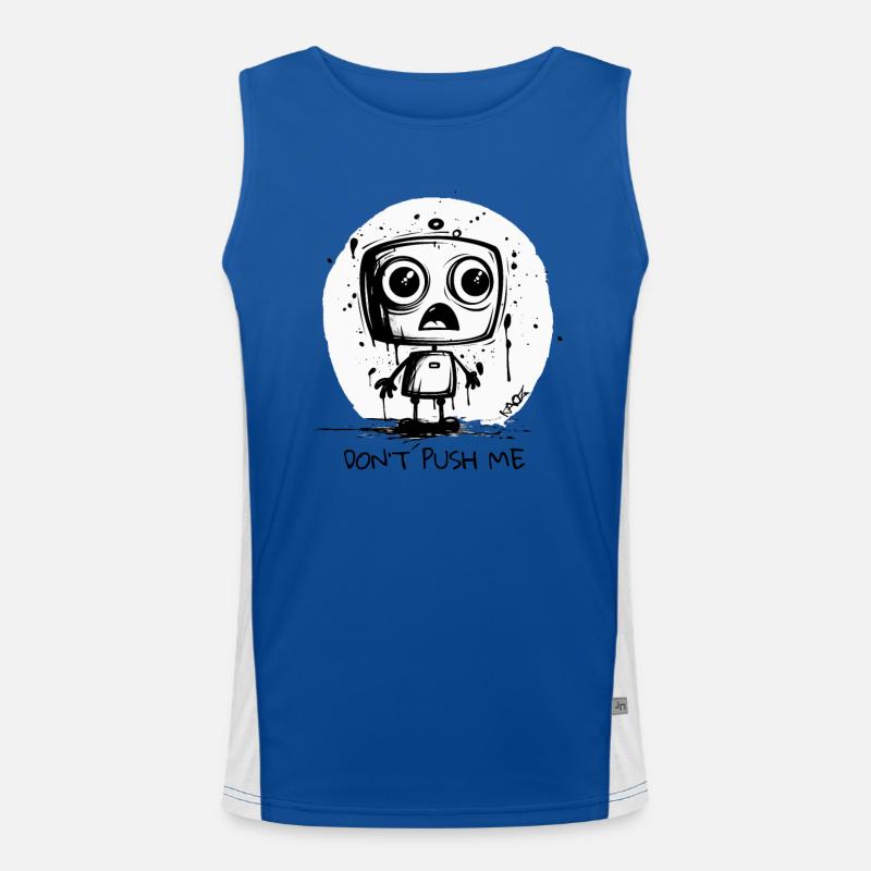 Cute Robot: Don't Push Me - Men's Functional Contrast Tank Top  - royal/white