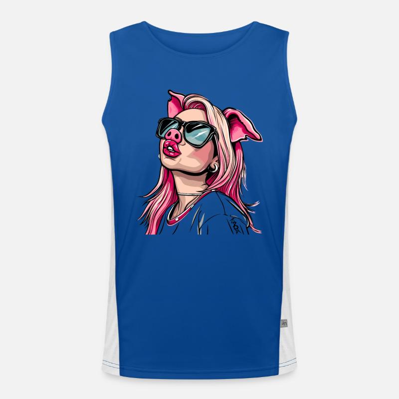 Superstar und cooles Influencer Schweine -Mädchen Funktionelles Kontrast-Tank Top für Männer 